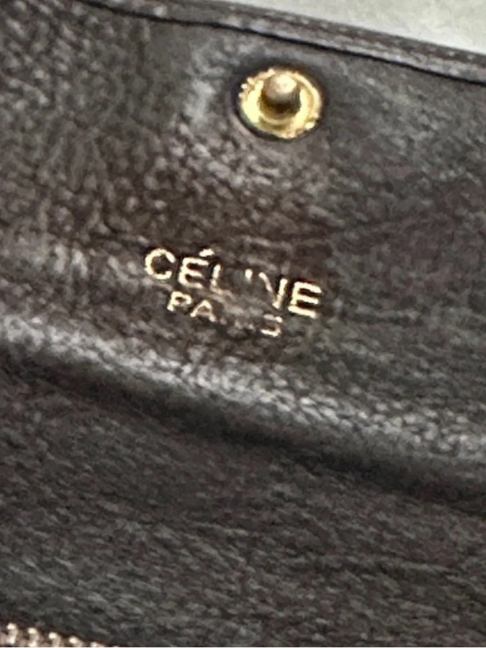 Celine Black Leather Wallet with Gold Accent